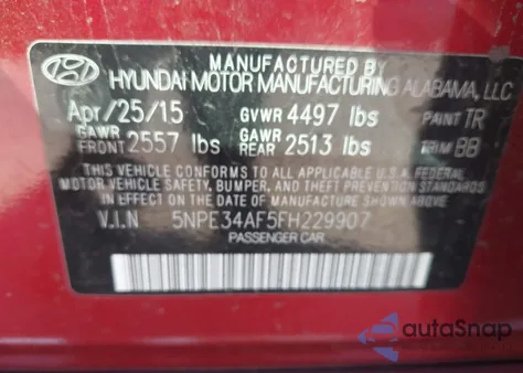 2015 Hyundai Sonata Limited from USA, damaged, VIN 5NPE34AF5FH229907